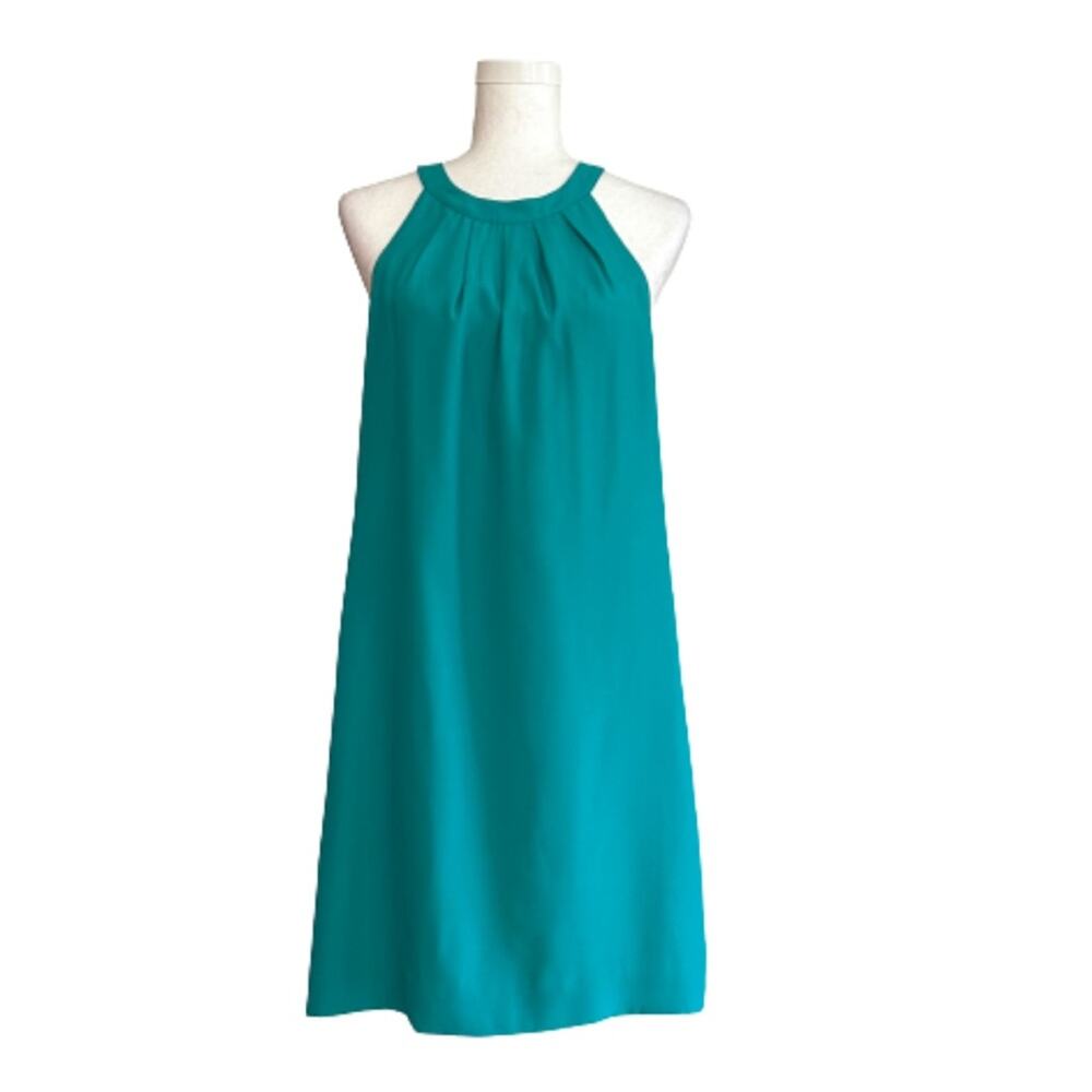 J. Crew Factory Dress Teal Halter Sleeveless Open Wrap Back Shift Dress Size 6